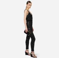 Elisabetta Franchi Clutch|Flock fabric clutch bag Black