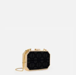Elisabetta Franchi Clutch|Flock fabric clutch bag Black