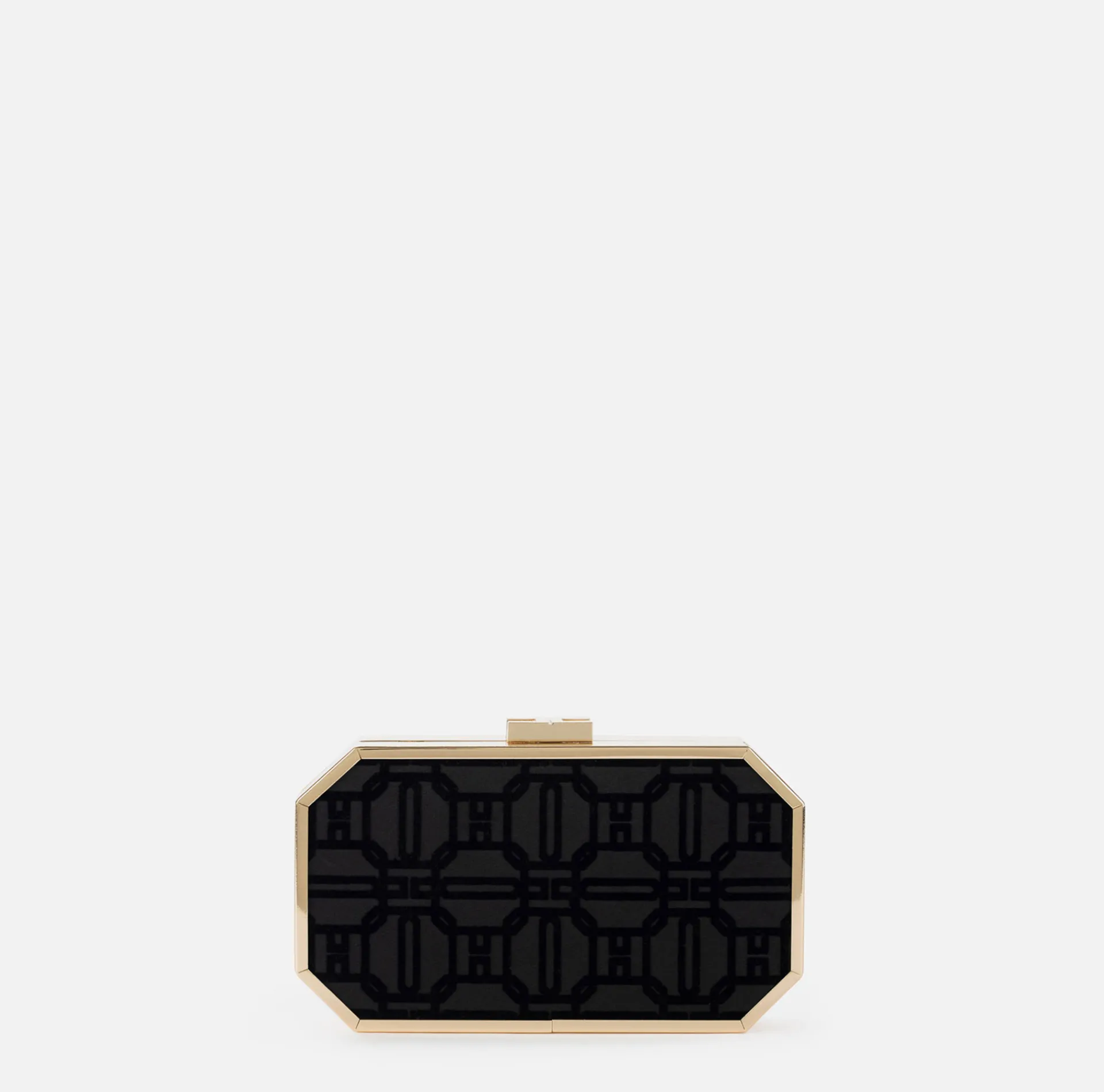 Elisabetta Franchi Clutch|Flock fabric clutch bag Black