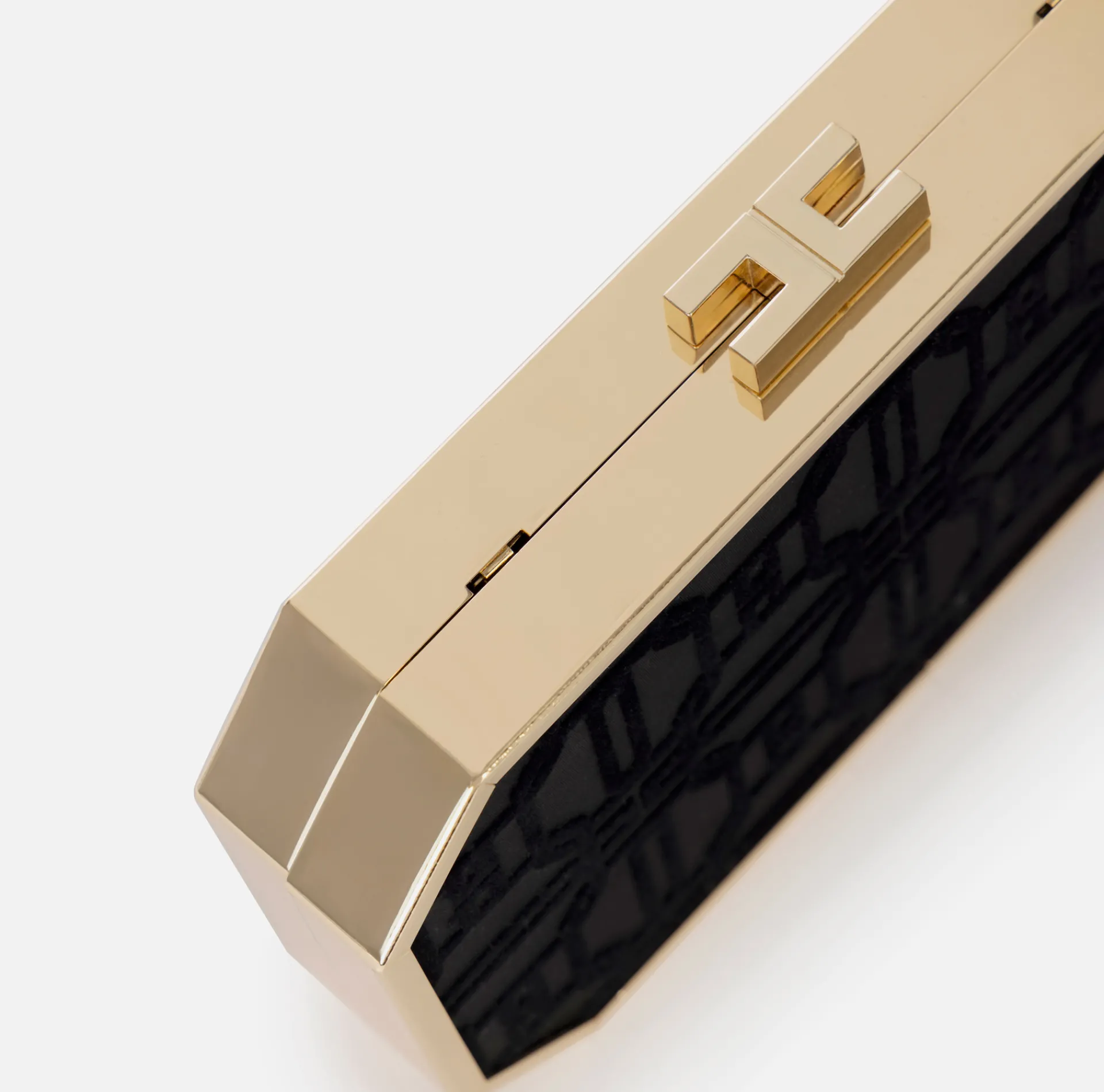 Elisabetta Franchi Clutch|Flock fabric clutch bag Black