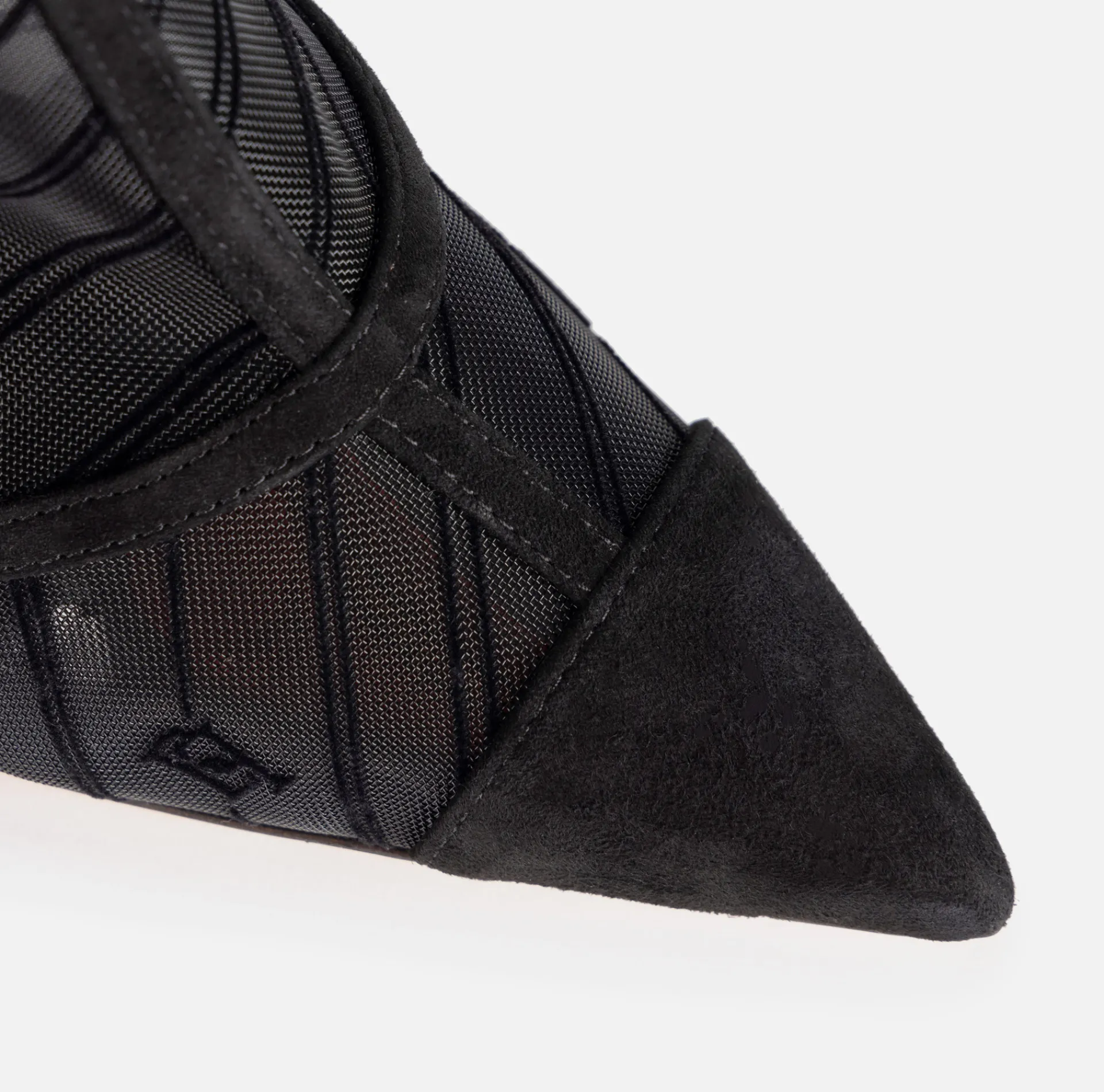 Elisabetta Franchi Boots|Flock mesh ankle boot with sculpted heel Black