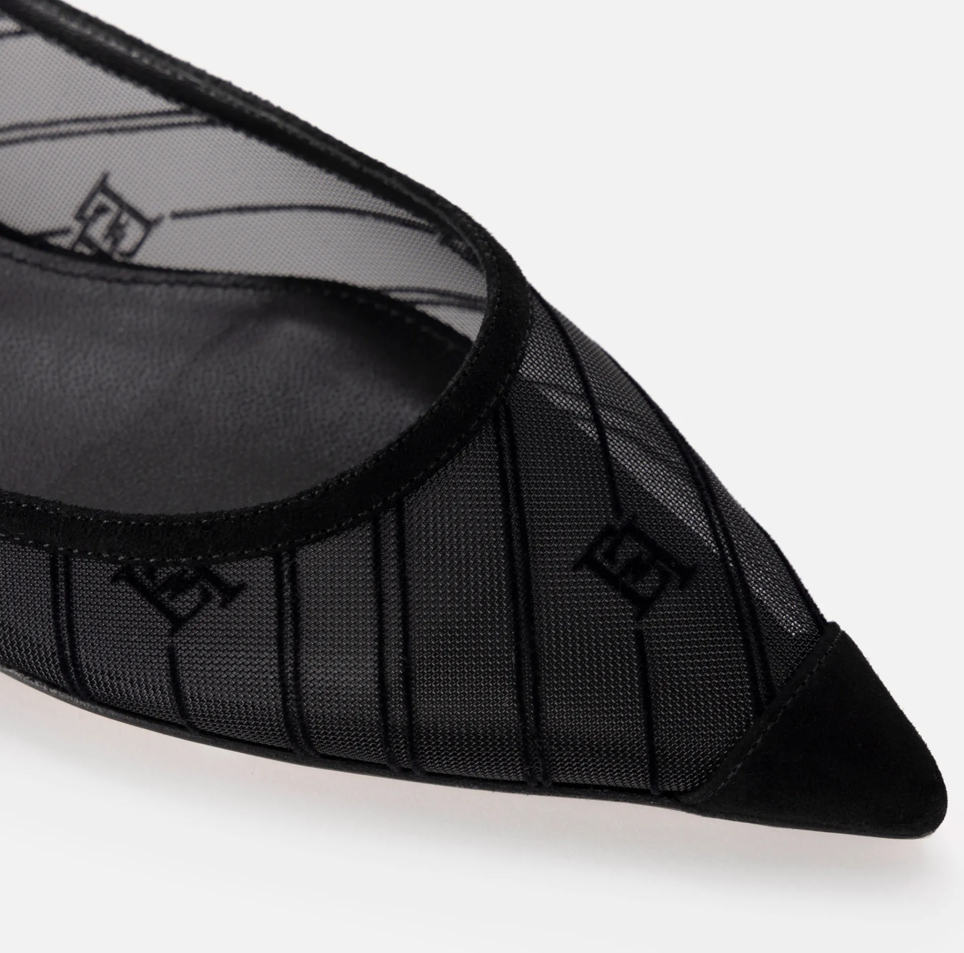 Elisabetta Franchi Sneakers & Flat Shoes|Flocked mesh flats Black