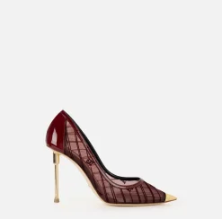 Elisabetta Franchi Pumps|Flocked mesh pump with logo RougeNoir