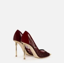 Elisabetta Franchi Pumps|Flocked mesh pump with logo RougeNoir