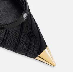 Elisabetta Franchi Pumps|Flocked mesh pump with logo Black