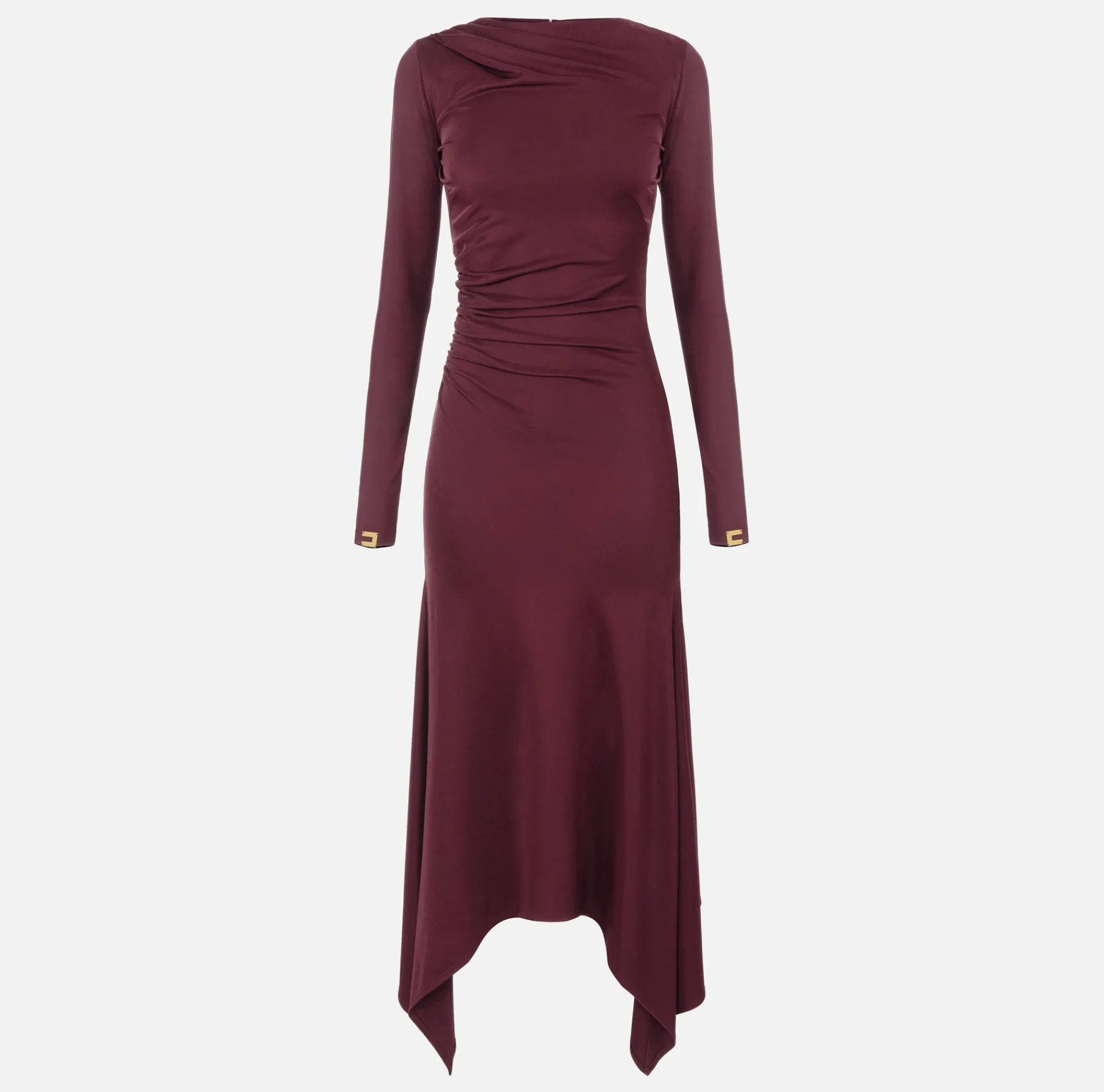 Elisabetta Franchi Midi Dresses|Dresses|Flowing jersey midi dress with draping RougeNoir