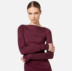 Elisabetta Franchi Midi Dresses|Dresses|Flowing jersey midi dress with draping RougeNoir