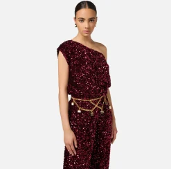 Elisabetta Franchi Belts|Gold metal chain belt with charms bags YellowGold