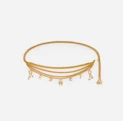 Elisabetta Franchi Belts|Gold metal chain belt with charms YellowGold