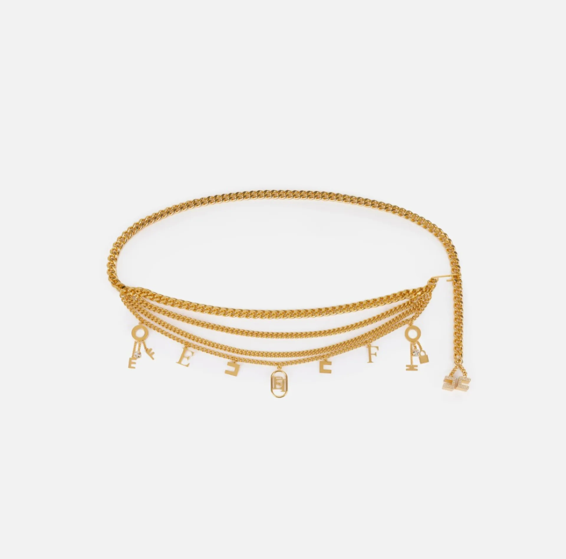 Elisabetta Franchi Belts|Gold metal chain belt with charms YellowGold