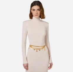 Elisabetta Franchi Belts|Gold metal chain belt with charms YellowGold