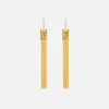 Elisabetta Franchi Jewelry|Golden metal ring earrings with tassels