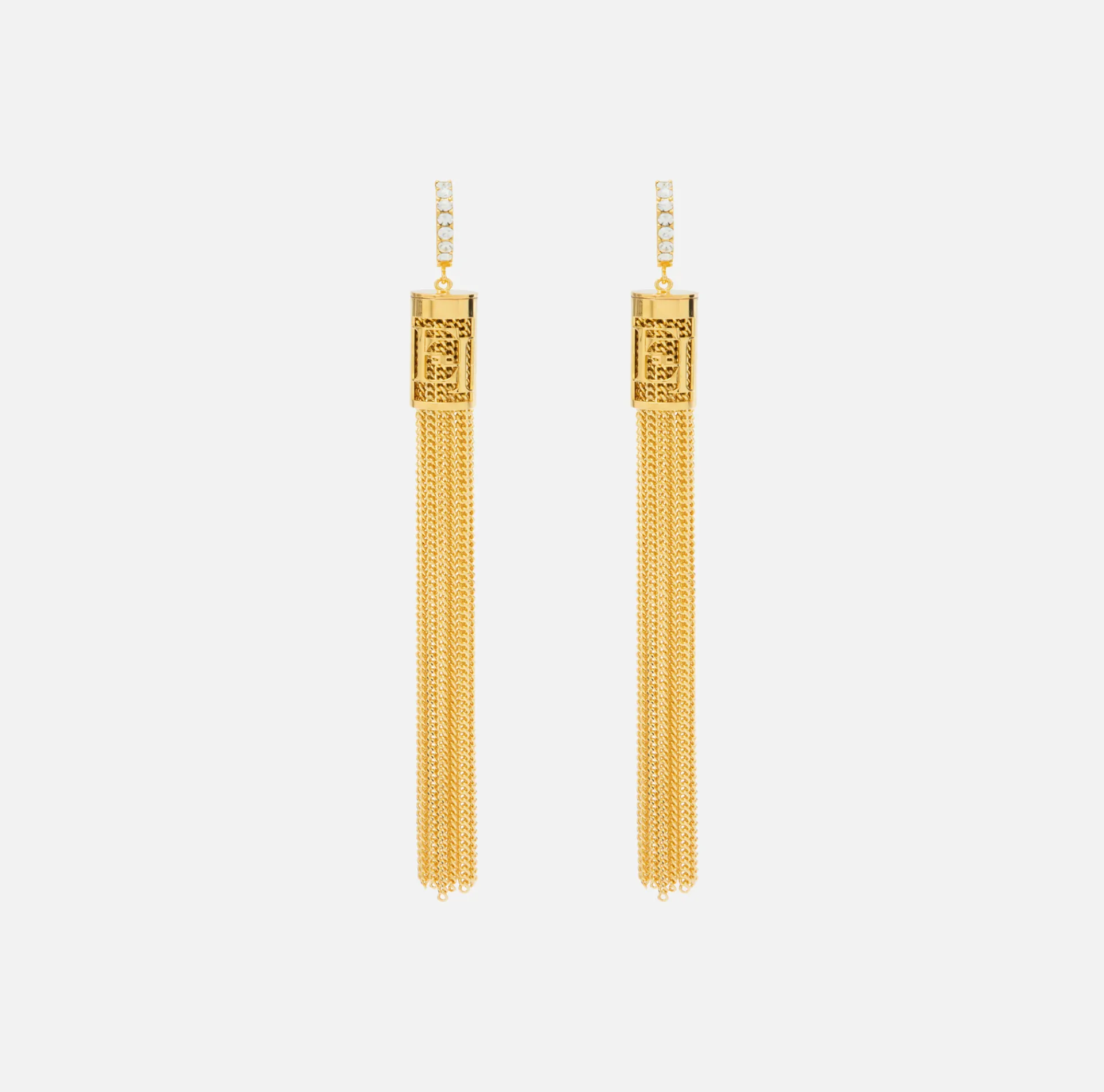 Elisabetta Franchi Jewelry|Golden metal ring earrings with tassels YellowGold