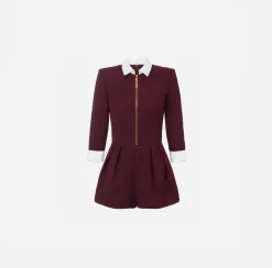 Elisabetta Franchi Jumpsuits|Herringbone tweed romper suit with zip