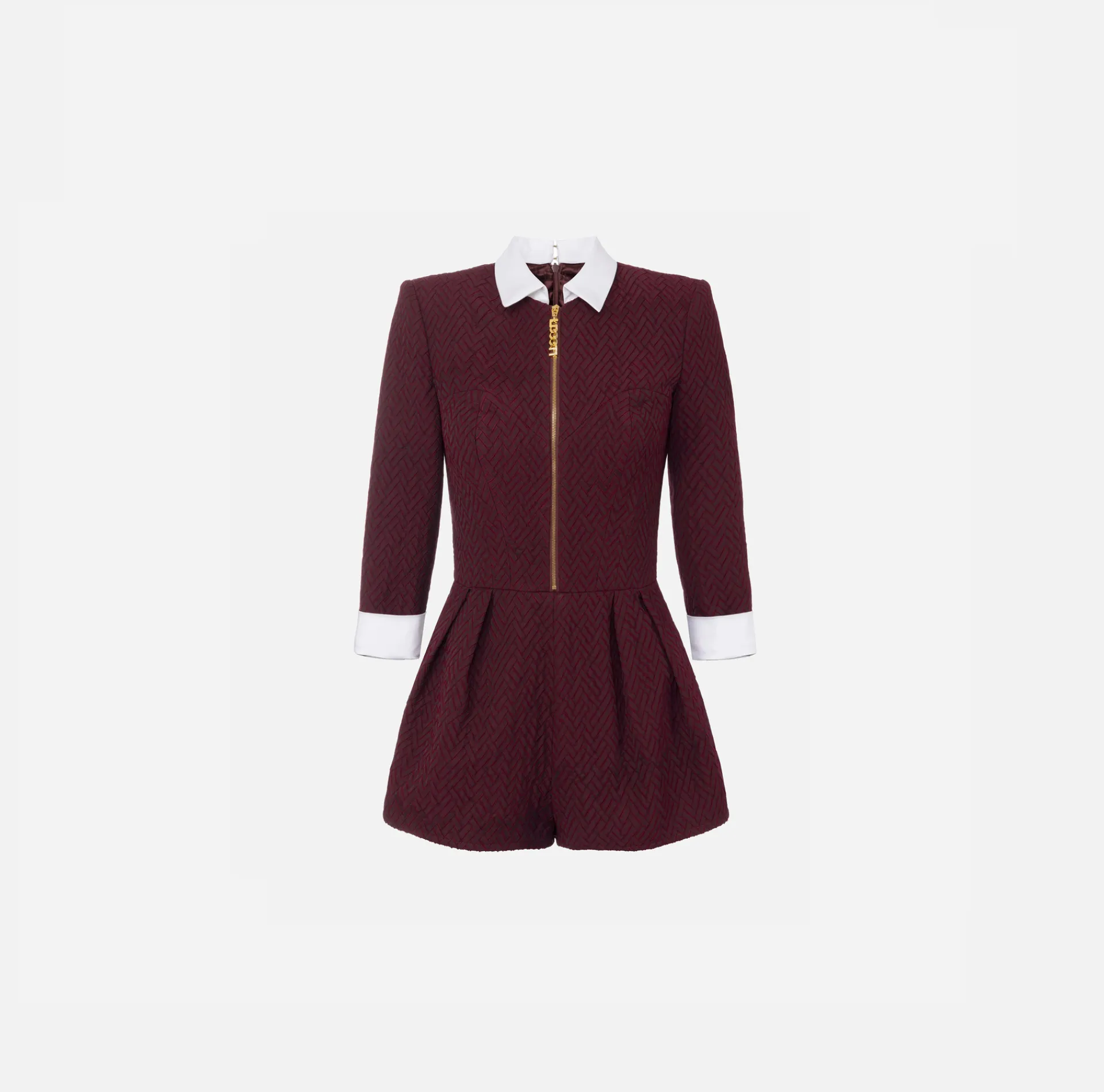 Elisabetta Franchi Jumpsuits|Herringbone tweed romper suit with zip