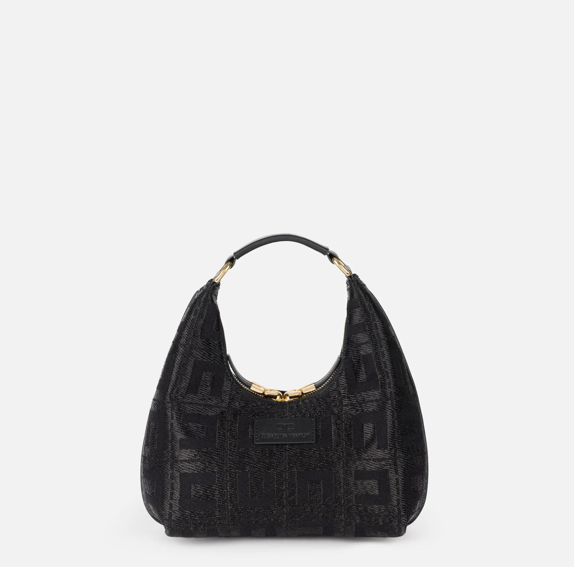 Elisabetta Franchi Handbags|Hobo bag in jacquard fabric Black