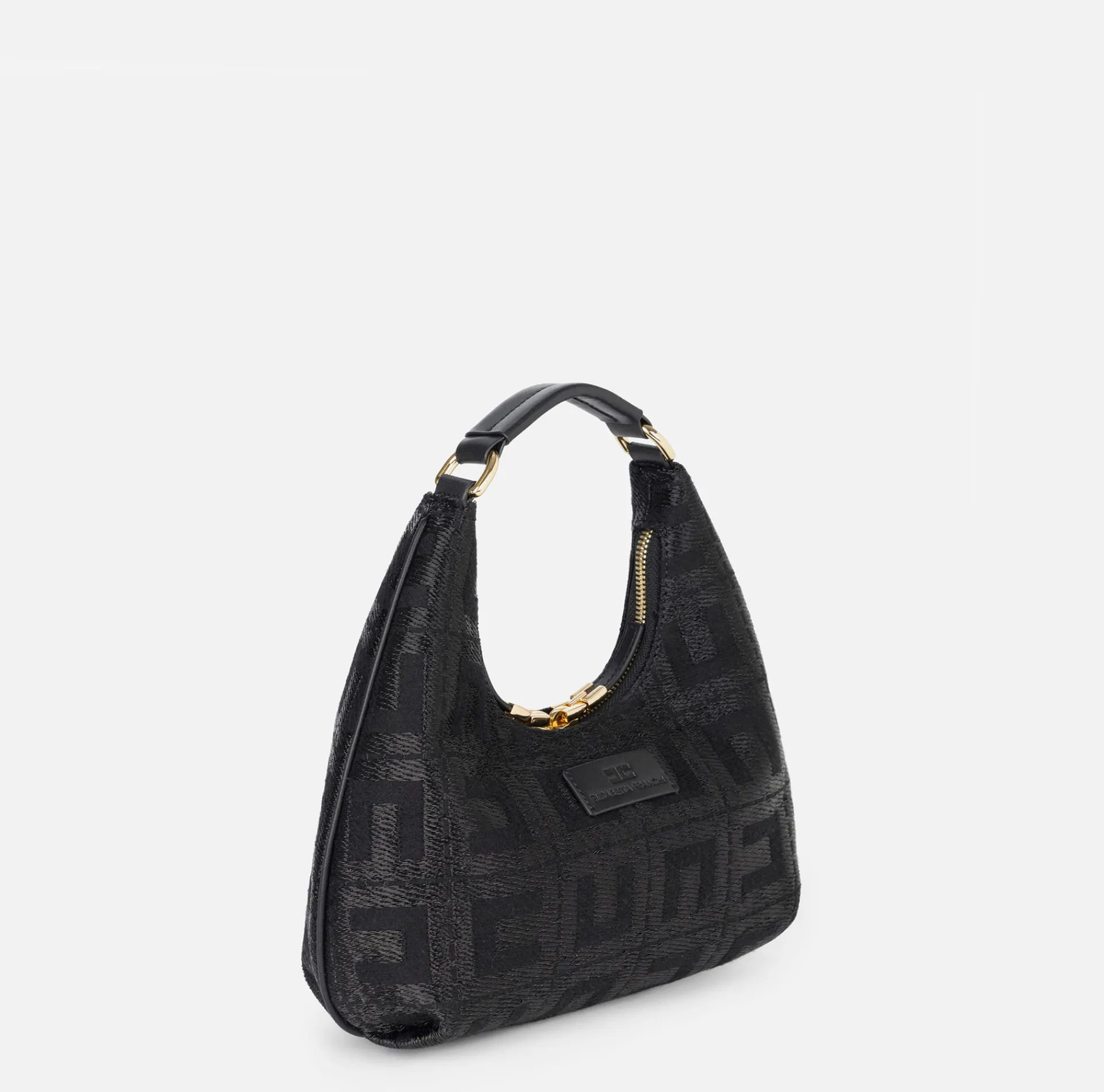 Elisabetta Franchi Handbags|Hobo bag in jacquard fabric Black