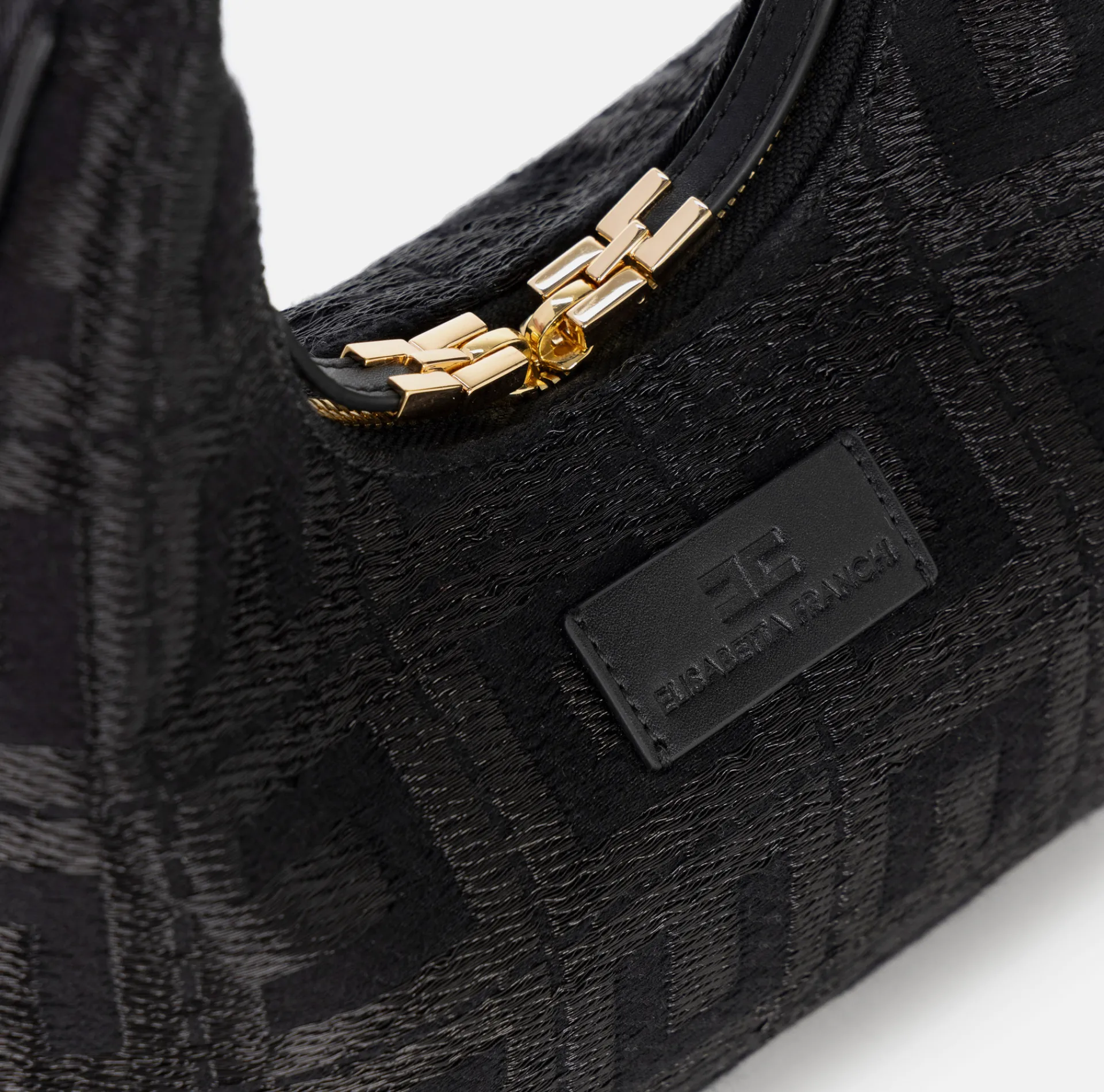 Elisabetta Franchi Handbags|Hobo bag in jacquard fabric Black