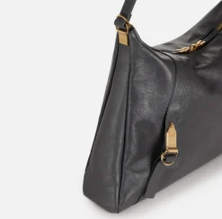 Elisabetta Franchi Shoulder Bags|Hobo bag in shiny Nappa leather Steel
