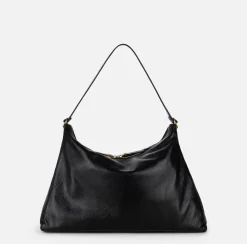 Elisabetta Franchi Shoulder Bags|Hobo bag in shiny Nappa leather Black