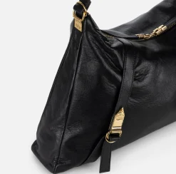 Elisabetta Franchi Shoulder Bags|Hobo bag in shiny Nappa leather Black
