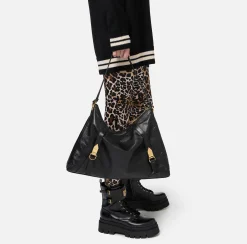Elisabetta Franchi Shoulder Bags|Hobo bag in shiny Nappa leather Black