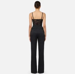 Elisabetta Franchi Jumpsuits|Jacquard crêpe combined jumpsuit with lettering Black