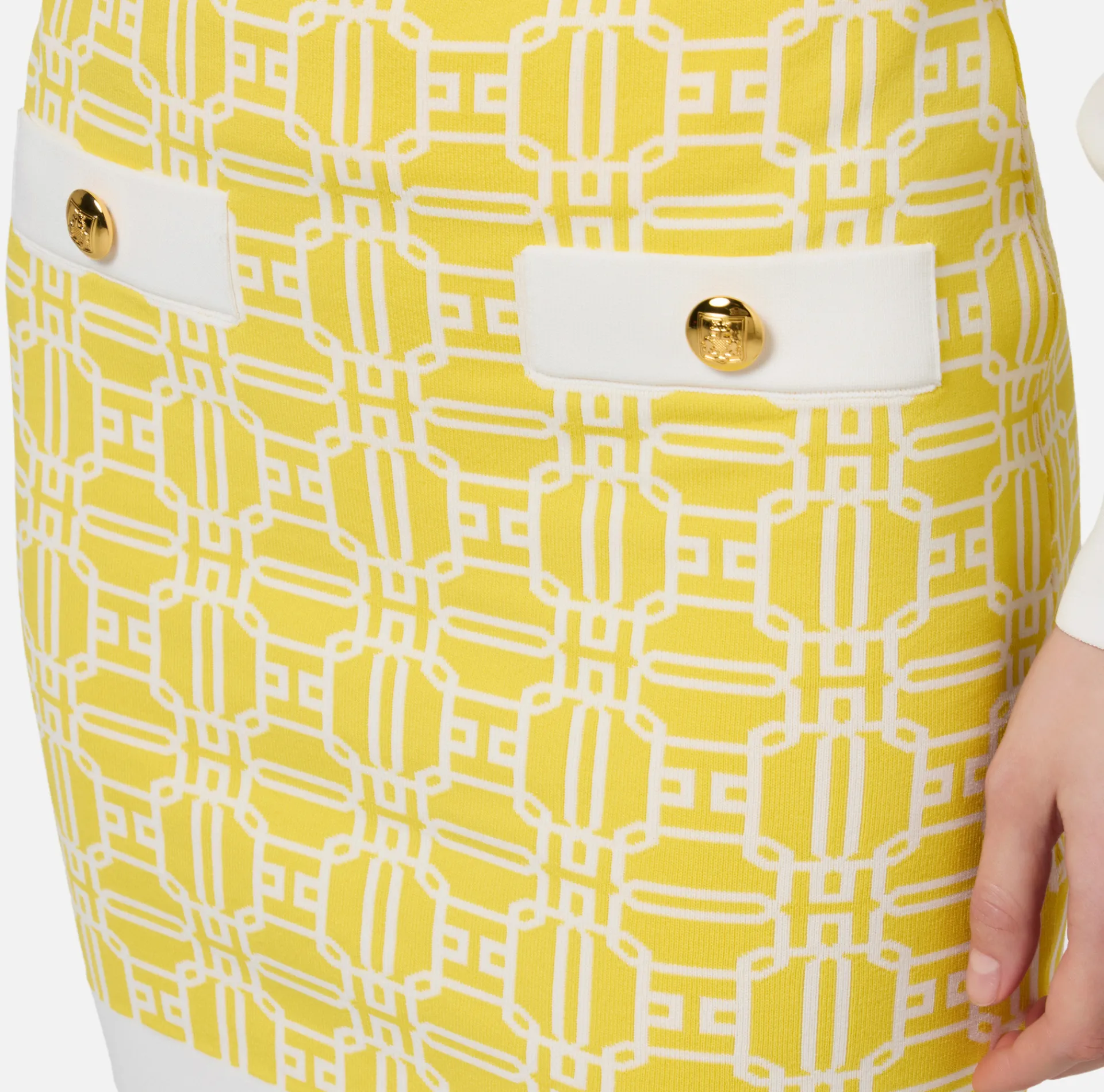 Elisabetta Franchi Skirts|Jacquard viscose logo miniskirt Mimosa/Ivory