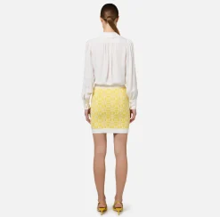 Elisabetta Franchi Skirts|Jacquard viscose logo miniskirt Mimosa/Ivory