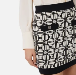 Elisabetta Franchi Skirts|Jacquard viscose logo miniskirt Butter/Black