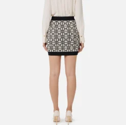 Elisabetta Franchi Skirts|Jacquard viscose logo miniskirt Butter/Black