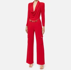 Elisabetta Franchi Jumpsuits|Jersey jumpsuit with charm belt RedPassion