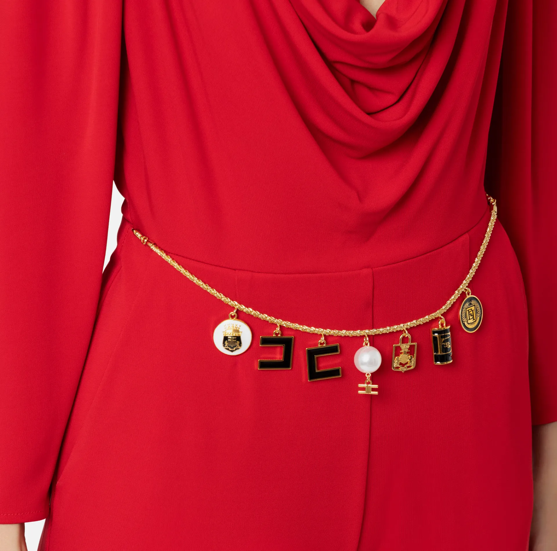 Elisabetta Franchi Jumpsuits|Jersey jumpsuit with charm belt RedPassion
