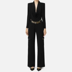 Elisabetta Franchi Jumpsuits|Jersey jumpsuit with charm belt Black