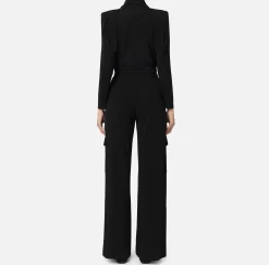 Elisabetta Franchi Jumpsuits|Jersey jumpsuit with charm belt Black
