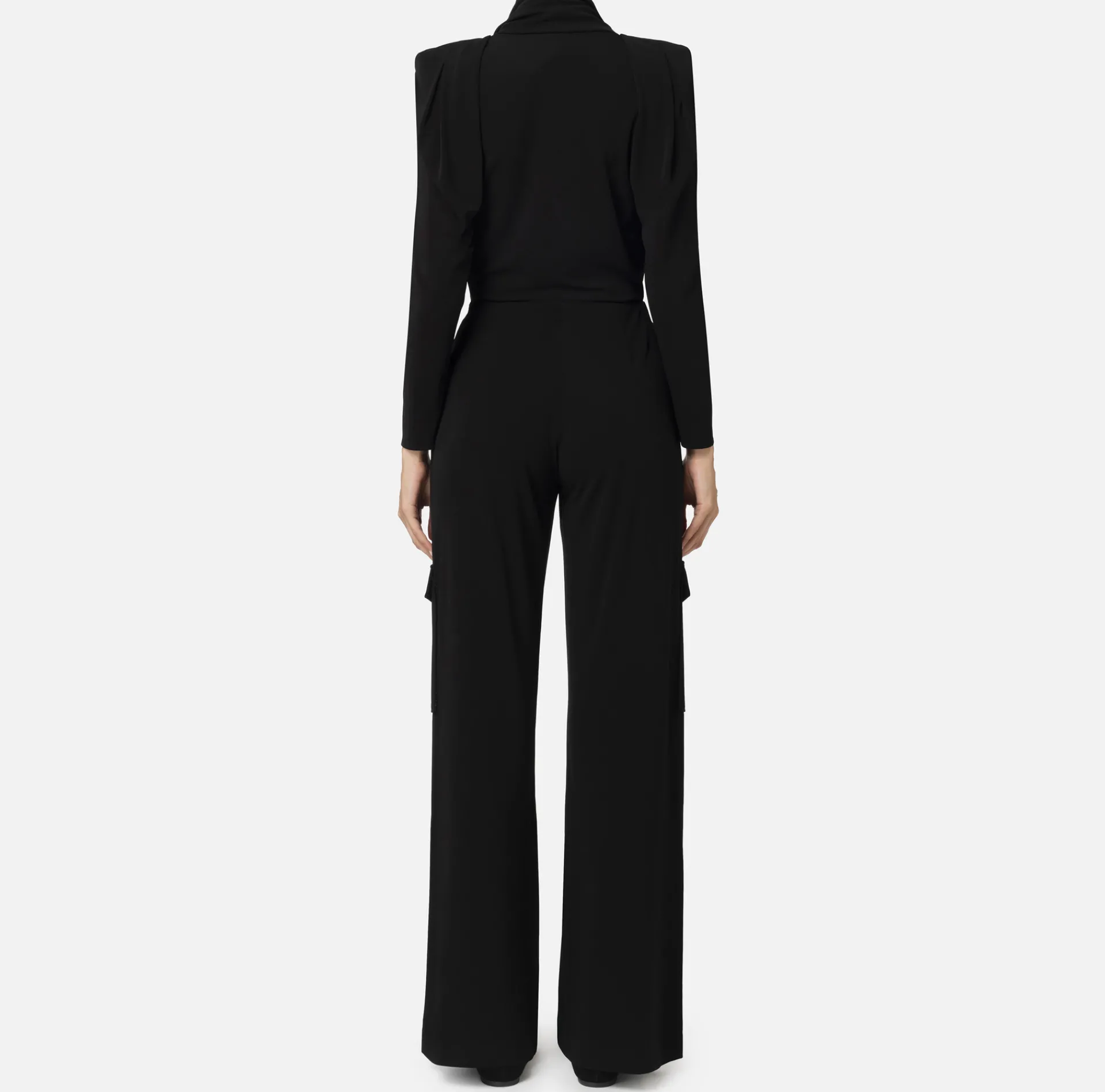 Elisabetta Franchi Jumpsuits|Jersey jumpsuit with charm belt Black