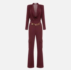 Elisabetta Franchi Jumpsuits|Jersey jumpsuit with charm belt RougeNoir