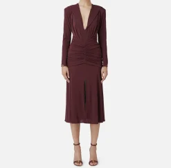 Elisabetta Franchi Midi Dresses|Dresses|Jersey midi dress with hood RougeNoir