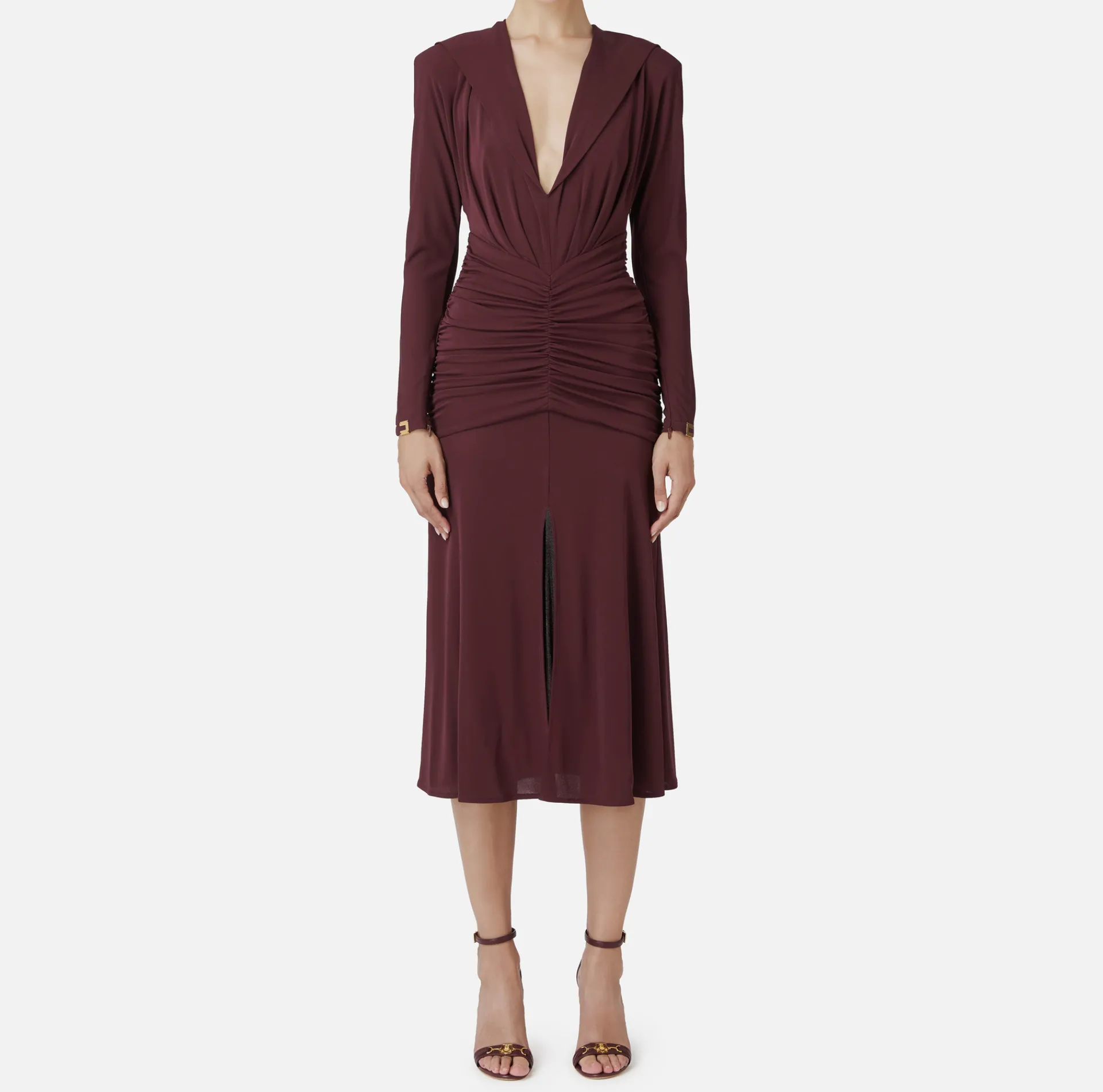 Elisabetta Franchi Midi Dresses|Dresses|Jersey midi dress with hood RougeNoir