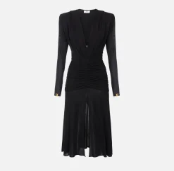 Elisabetta Franchi Midi Dresses|Dresses|Jersey midi dress with hood Black