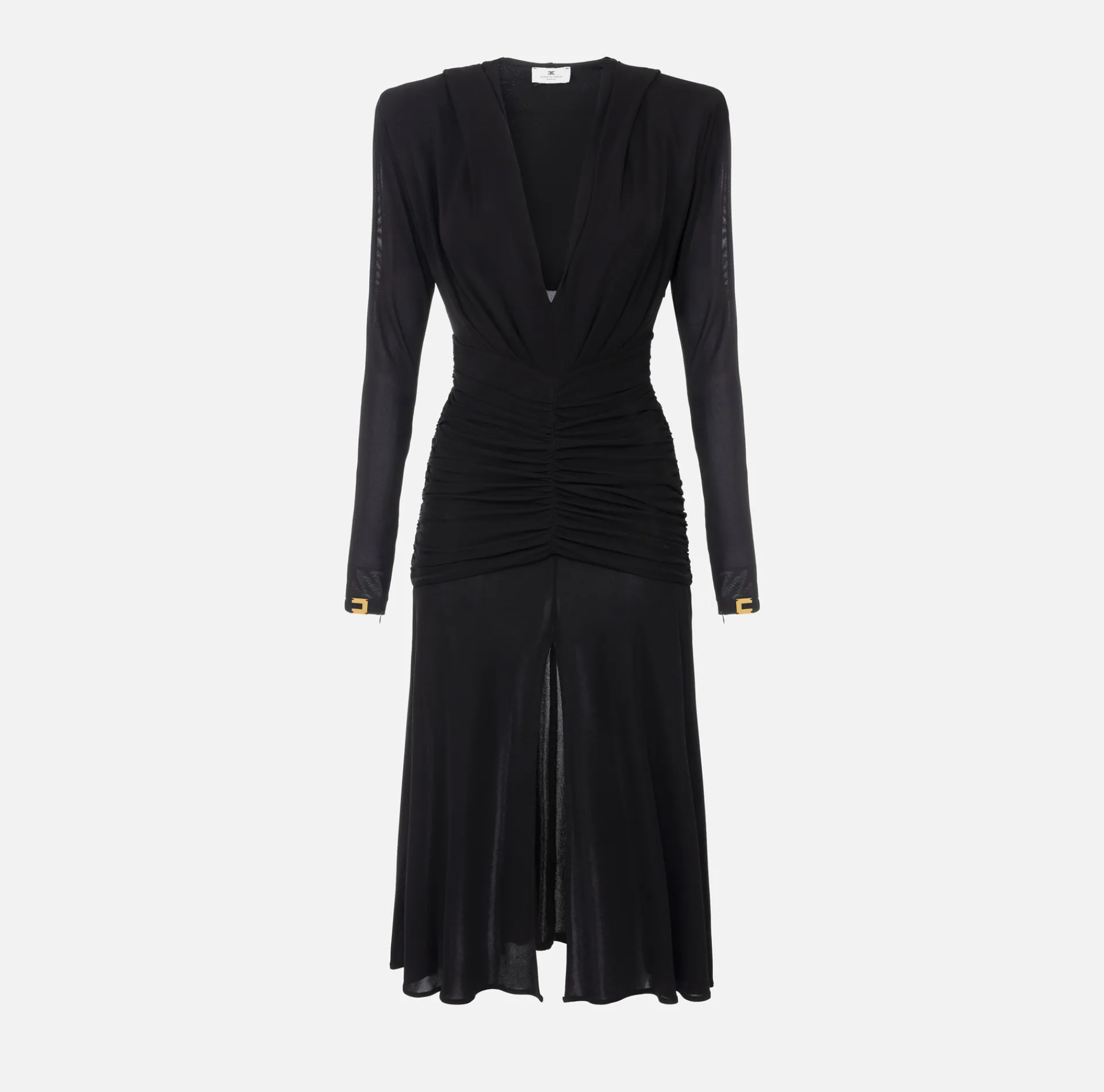 Elisabetta Franchi Midi Dresses|Dresses|Jersey midi dress with hood Black