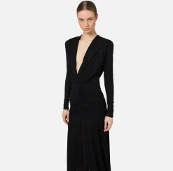 Elisabetta Franchi Midi Dresses|Dresses|Jersey midi dress with hood Black