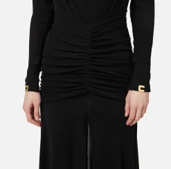 Elisabetta Franchi Midi Dresses|Dresses|Jersey midi dress with hood Black
