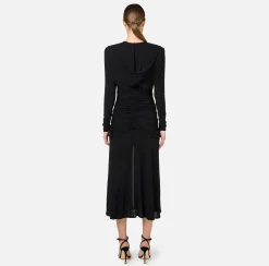 Elisabetta Franchi Midi Dresses|Dresses|Jersey midi dress with hood Black