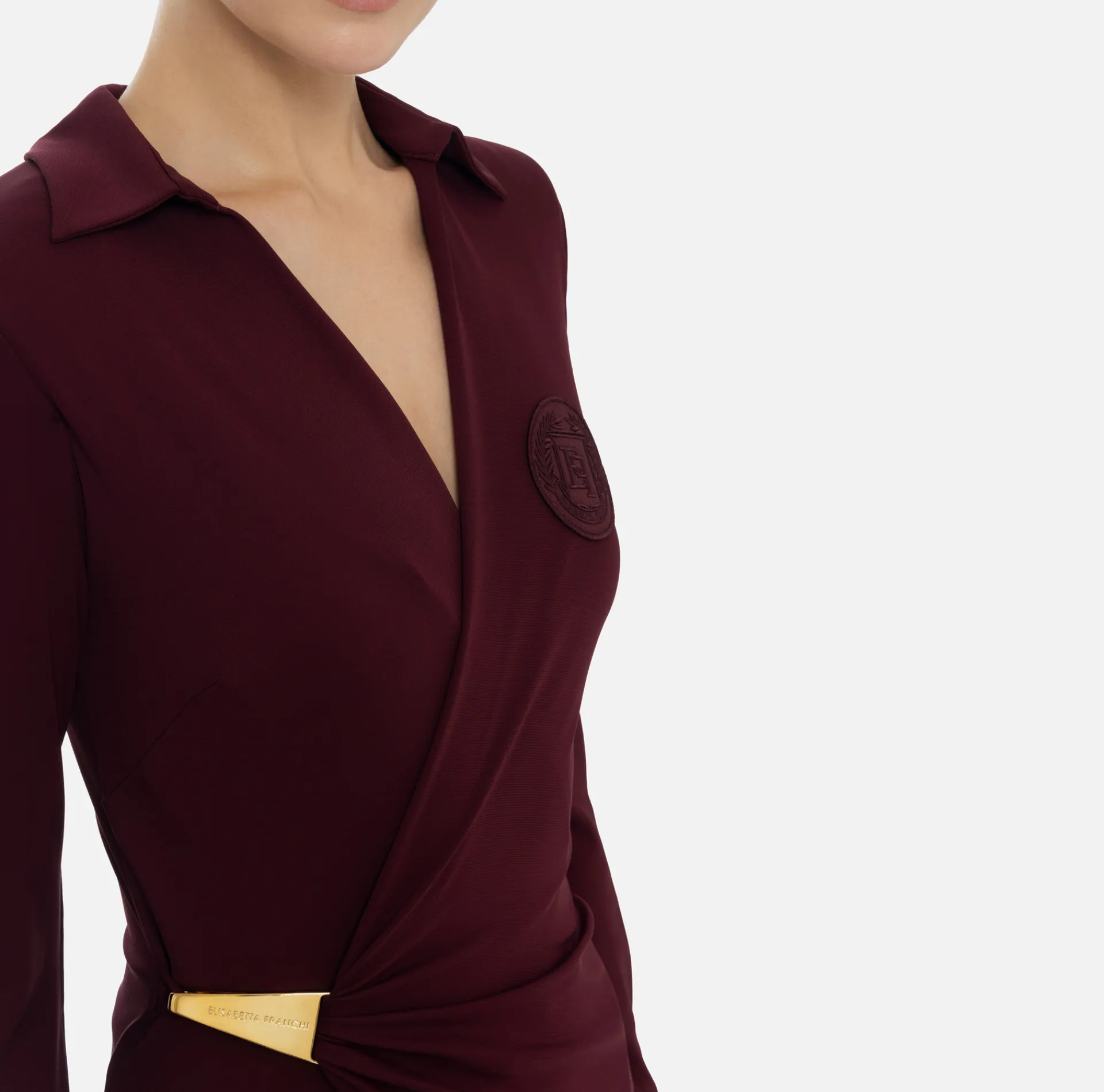 Elisabetta Franchi Midi Dresses|Dresses|Jersey midi dress with side knot RougeNoir
