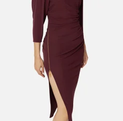 Elisabetta Franchi Midi Dresses|Dresses|Jersey midi dress with side zip RougeNoir