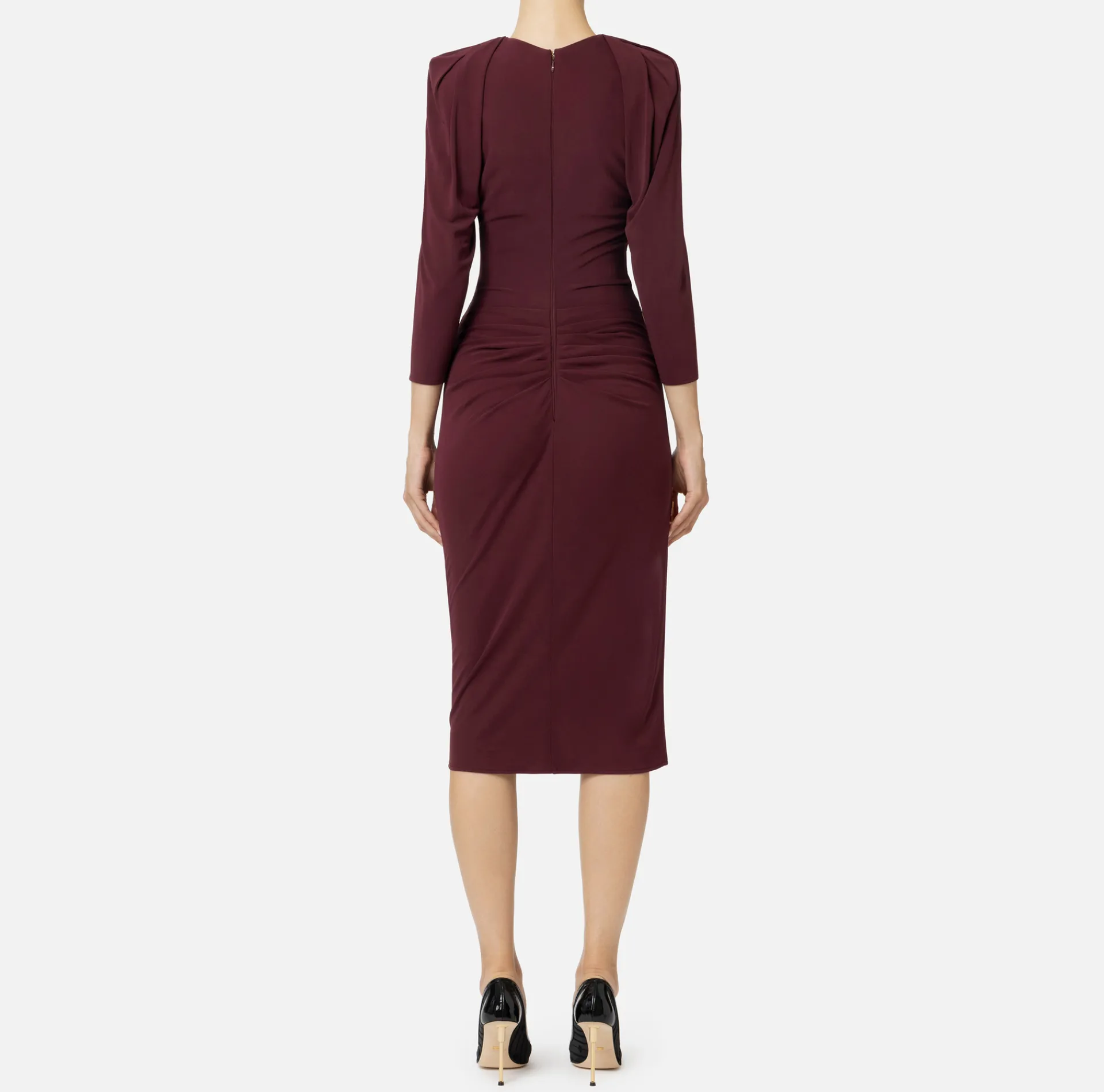 Elisabetta Franchi Midi Dresses|Dresses|Jersey midi dress with side zip RougeNoir