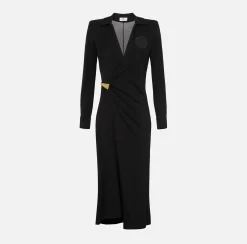 Elisabetta Franchi Midi Dresses|Dresses|Jersey midi dress with side knot Black