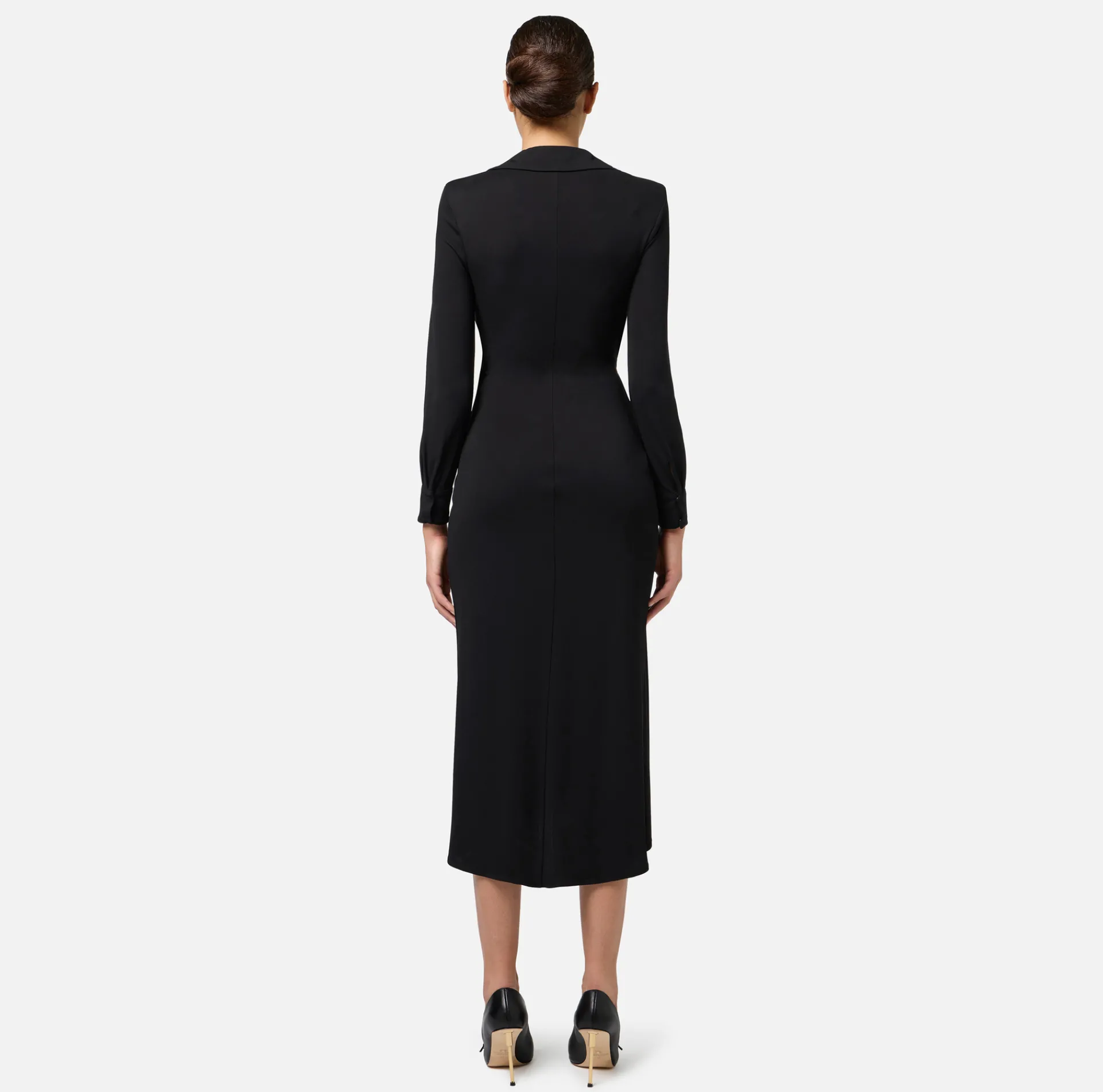 Elisabetta Franchi Midi Dresses|Dresses|Jersey midi dress with side knot Black