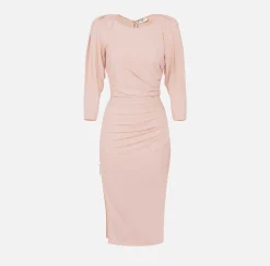Elisabetta Franchi Midi Dresses|Dresses|Jersey midi dress with side zip Nude